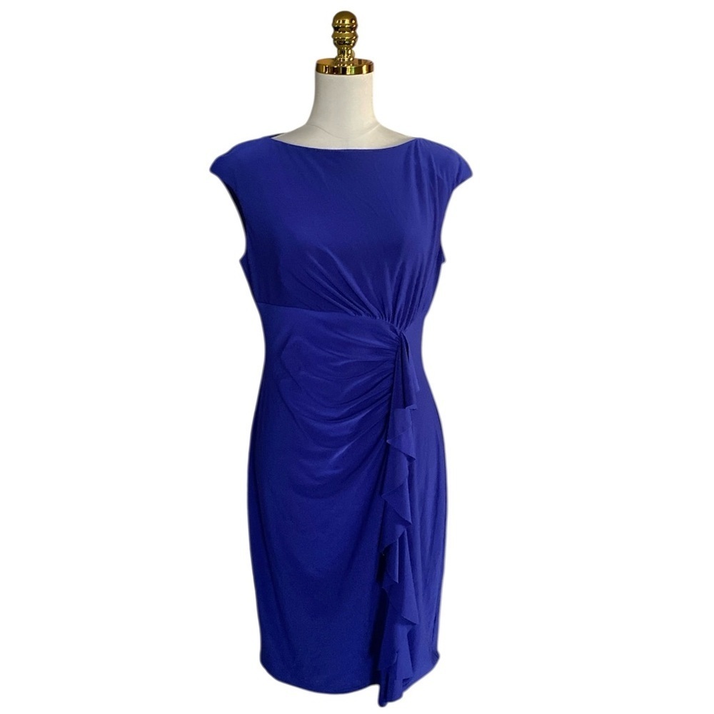American Living Women’s Purple Ruffled Stretch Sheath Office Formal Dress Sz 12